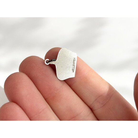 Crown Shaped Hand Carved 925 Wells Sterling Silver Vintage Pendant | Charm - Picture 4 of 7